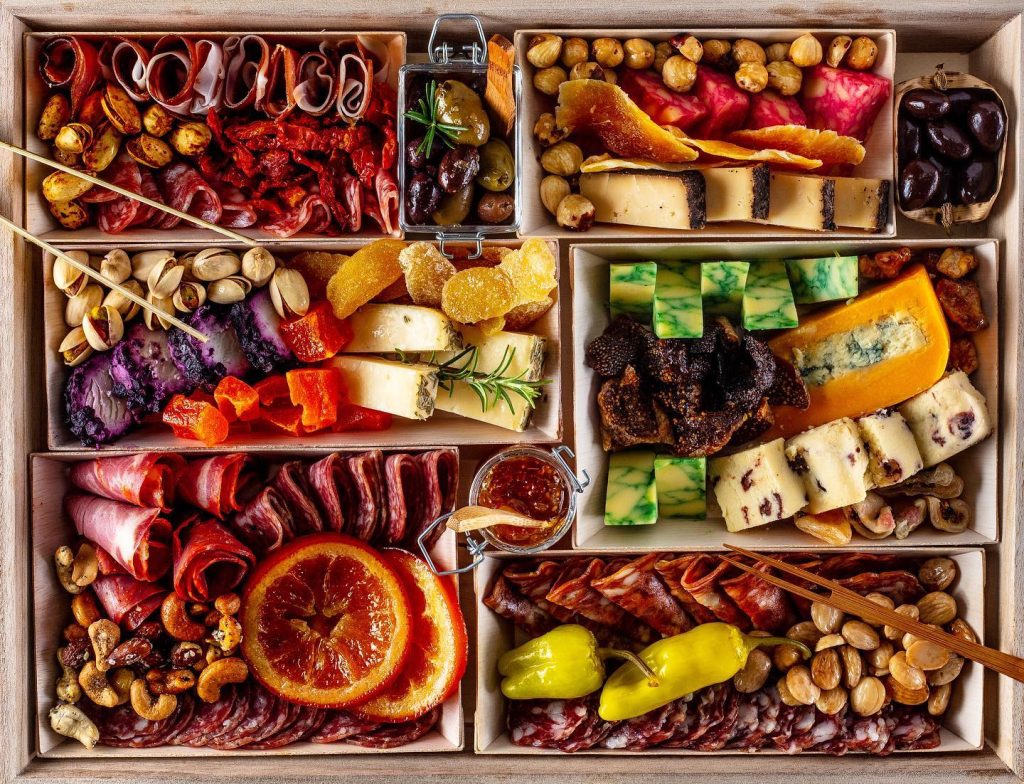 assorted meats and cheeses
